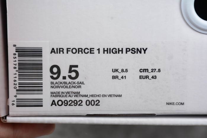 PSNY Nike Air Force 1 High Black AO9292-002