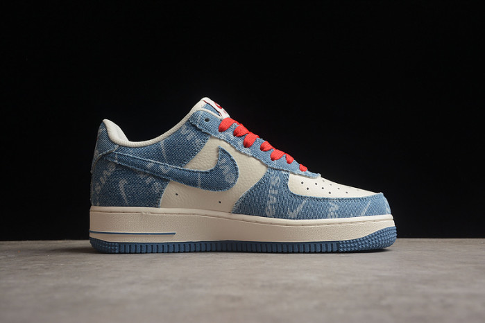 Nike Air Force 1 07 LV8 Beige White Denim Blue Red VT5698-568