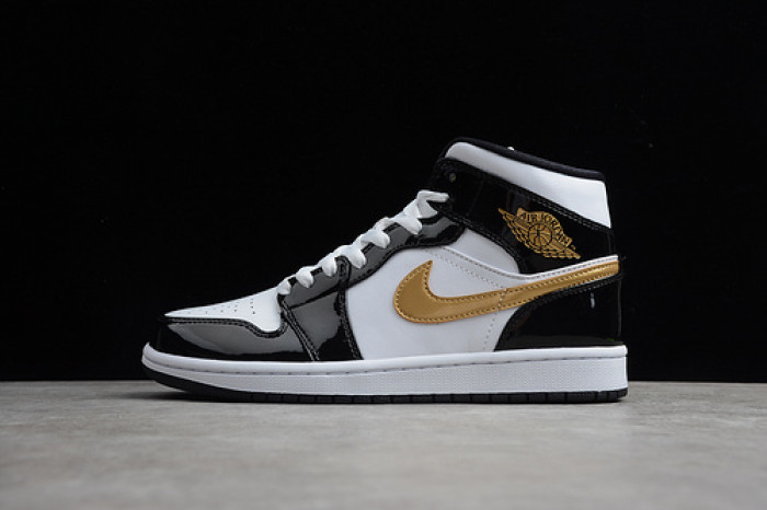 AIR JORDAN 1 MID PATENT ''BLACK GOLD'' 852542-007