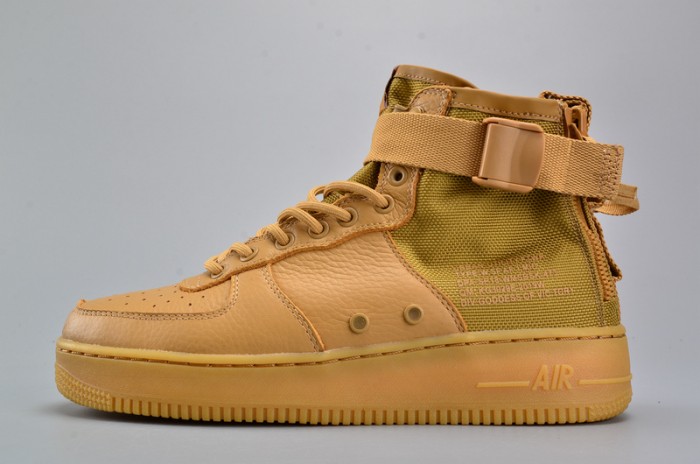 Nike SF Air Force 1 Mid Elemental Gold Leather Shoes AA3966-700